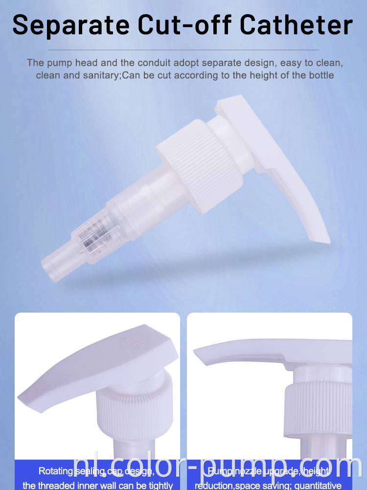 Plastic vloeibare zeep pompen hand sanitizer pomp witte lotion pomp